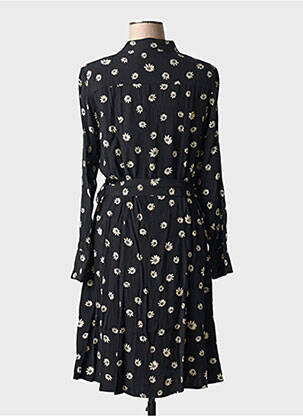 Robe mi-longue imprimé fleurs manches longues noir FABIENNE CHAPOT femme