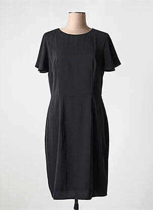 Robe mi-longue tissage crêpe manches courtes noir ANONYME DESIGNERS femme