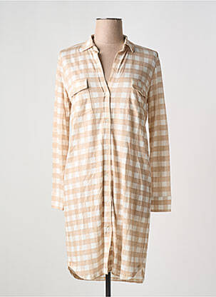 Robe courte manches longues manches longues beige MAJESTIC FILATURES femme
