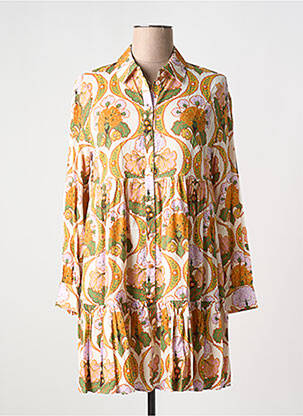 Robe courte coupe évasée manches longues orange IDANO femme