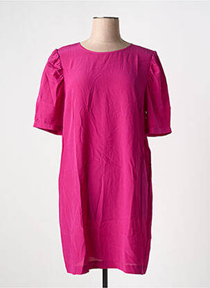 Robe courte fermeture zippée au dos manches courtes rose IDANO femme