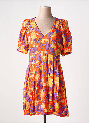 Robe courte manches courtes manches courtes orange IDANO femme