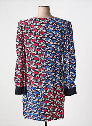 Robe courte fermeture zippée au dos manches longues bleu IDANO femme