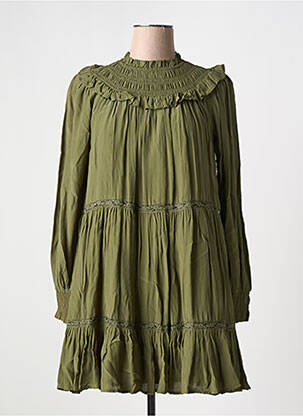 Robe courte coupe évasée manches longues vert SCOTCH & SODA femme