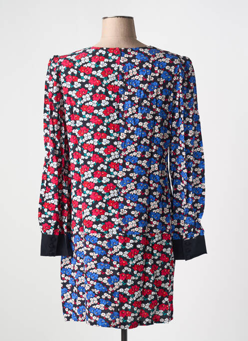 Robe courte fermeture zippée au dos manches longues bleu IDANO femme