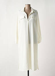 Robe mi-longue coupe fluide manches longues beige TOUPY femme
