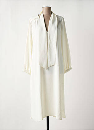 Robe mi-longue manches longues manches longues beige TOUPY femme