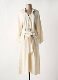 Robe mi-longue coupe fluide manches longues beige TOUPY femme