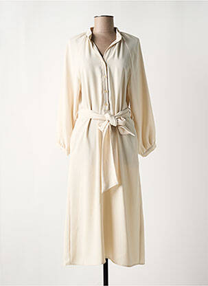 Robe mi-longue manches longues manches longues beige TOUPY femme