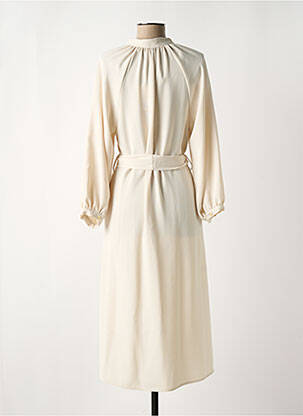 Robe mi-longue coupe fluide manches longues beige TOUPY femme
