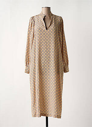Robe mi-longue manches longues manches longues beige MOMONI femme