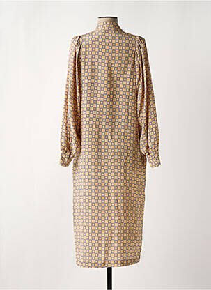 Robe mi-longue coupe fluide manches longues beige MOMONI femme
