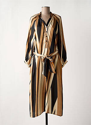 Robe mi-longue coupe fluide manches 3/4 marron TOUPY femme