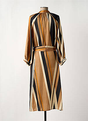 Robe mi-longue coupe fluide manches 3/4 marron TOUPY femme