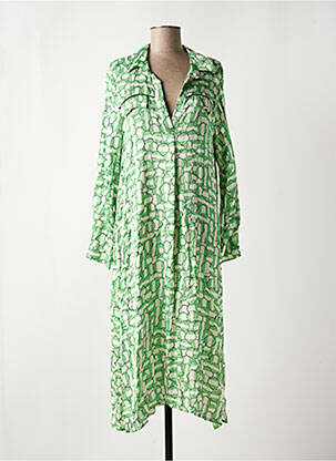 Robe longue manches longues manches longues vert TOUPY femme