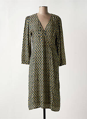 Robe mi-longue manches 3/4 manches 3/4 vert INDI & COLD femme