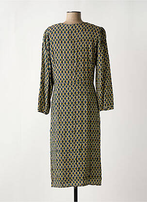 Robe mi-longue manches 3/4 manches 3/4 vert INDI & COLD femme