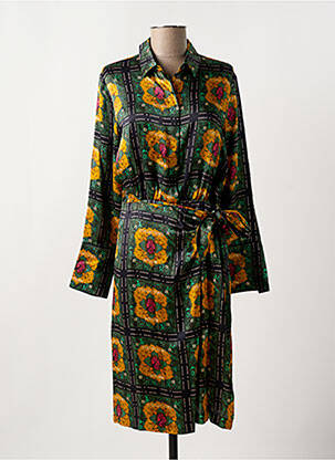Robe mi-longue coupe fluide manches longues vert SCOTCH & SODA femme
