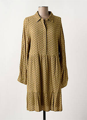 Robe mi-longue coupe évasée manches longues vert INDI & COLD femme
