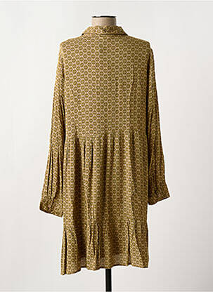 Robe mi-longue imprimé fantaisie manches longues vert INDI & COLD femme