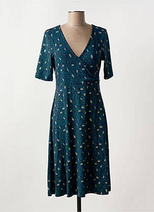 Robe mi-longue imprimé fantaisie manches courtes bleu ZILCH femme