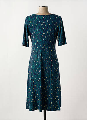 Robe mi-longue imprimé fantaisie manches courtes bleu ZILCH femme