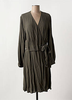 Robe mi-longue manches longues manches longues vert YAYA femme