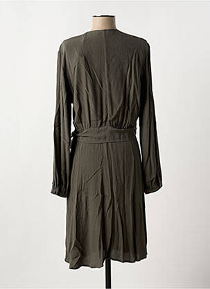 Robe mi-longue manches longues manches longues vert YAYA femme