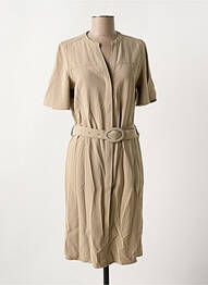 Robe mi-longue manches courtes manches courtes marron YAYA femme