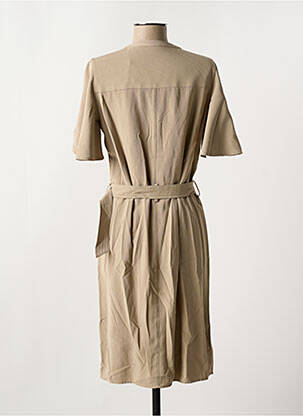 Robe mi-longue manches courtes manches courtes marron YAYA femme