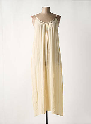 Robe longue tissage crêpe fines bretelles beige TOUPY femme
