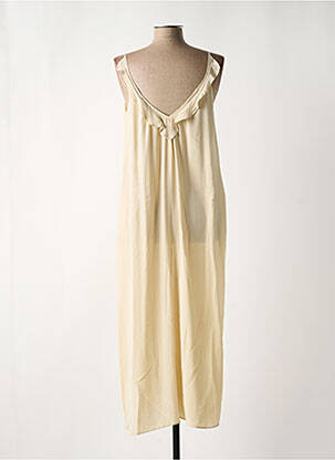 Robe longue tissage crêpe fines bretelles beige TOUPY femme