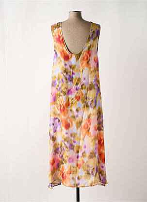 Robe longue imprimé fantaisie sans manche orange MOMONI femme