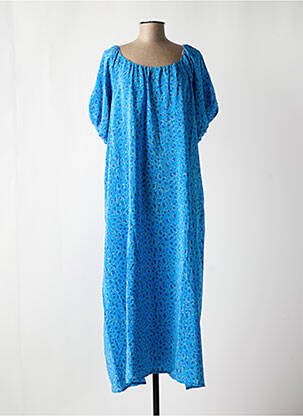 Robe longue manches courtes manches courtes bleu TOUPY femme