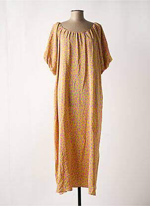 Robe longue manches courtes manches courtes jaune TOUPY femme