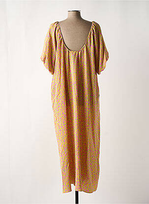 Robe longue manches courtes manches courtes jaune TOUPY femme