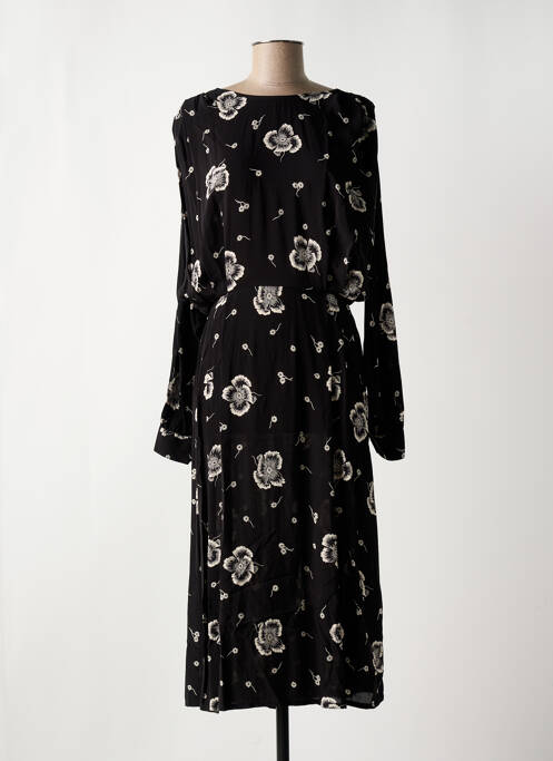 Robe longue manches longues manches longues noir IDANO femme