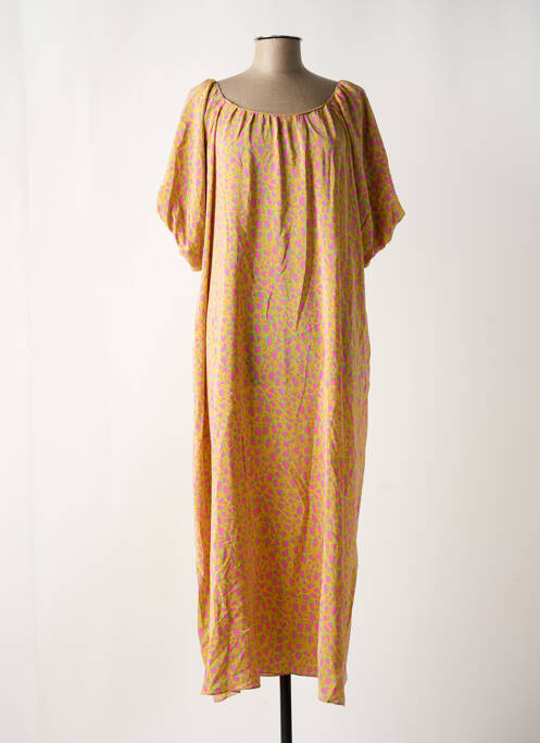 Robe longue manches courtes manches courtes jaune TOUPY femme