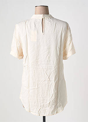Blouse tissage popeline manches courtes beige YAYA femme
