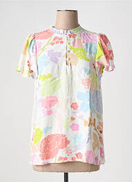 Blouse imprimé fleurs manches courtes blanc FABIENNE CHAPOT femme