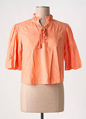 Blouse tissage popeline manches courtes orange SCOTCH & SODA femme