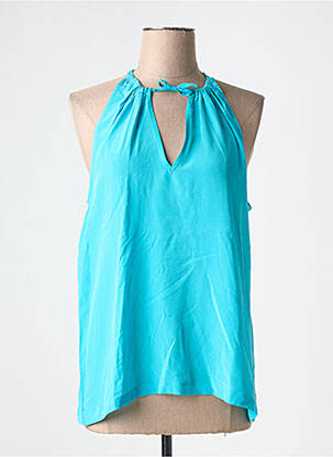 Top coupe fluide sans manche bleu TOUPY femme