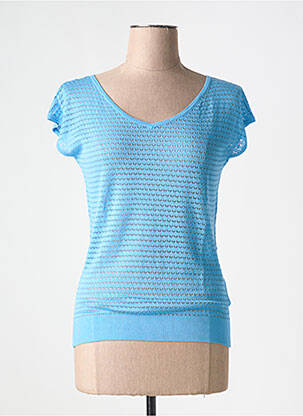 Pull col v manches courtes bleu ZILCH femme