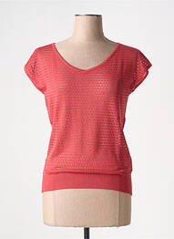 Pull col v manches courtes rouge ZILCH femme