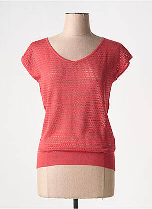 Pull col v manches courtes rouge ZILCH femme