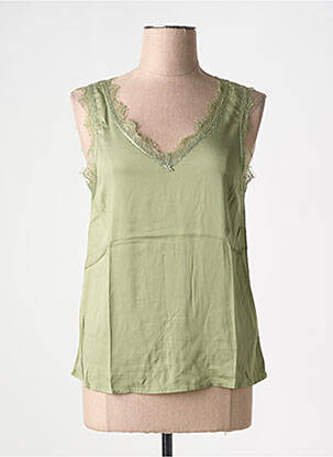 Top stretch sans manche vert CREAM femme