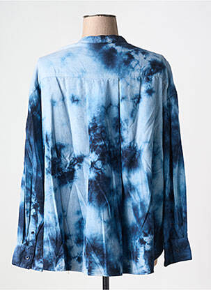 Chemisier col mao manches longues bleu AMOUR femme