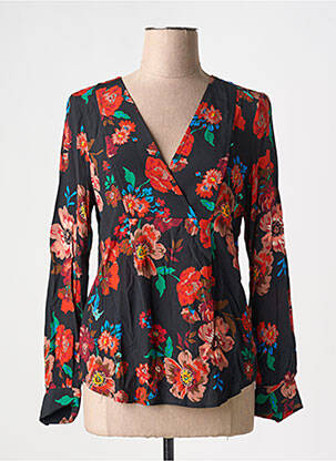 Blouse imprimé fleurs manches longues noir LA PETITE FRANCAISE femme