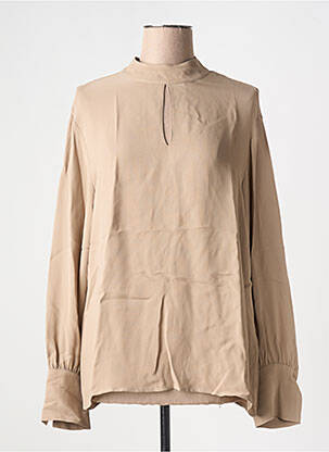 Blouse fermeture boutonnée au dos manches longues marron YAYA femme