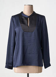 Blouse col rond manches longues bleu TOUPY femme